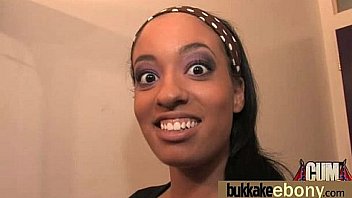 Ebony in a huge bukkake 17