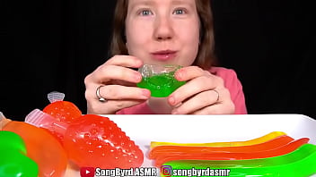 Songbyrd eats squirting jelly candies