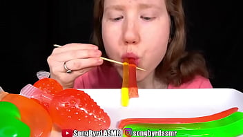 Songbyrd eats squirting jelly candies