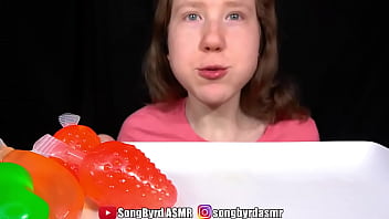 Songbyrd eats squirting jelly candies