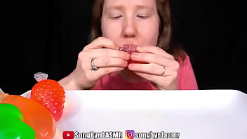 Songbyrd eats squirting jelly candies