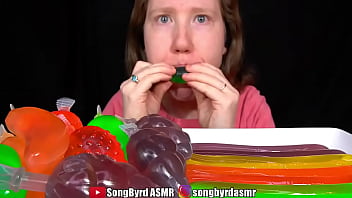 Songbyrd eats squirting jelly candies