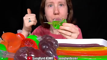 Songbyrd eats squirting jelly candies