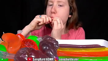 Songbyrd eats squirting jelly candies