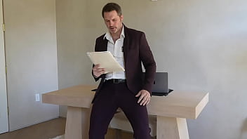 Office boss solo tommy wood jerking his cock huge cumshot