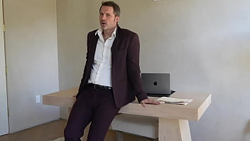 Office boss solo tommy wood jerking his cock huge cumshot