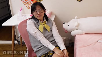 Asian student lets stepdad use both of her holes