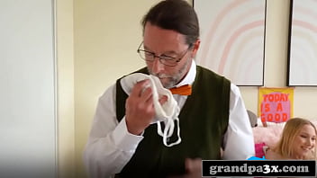 She rode grandpa's dick like a pro after humping pillows