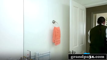 She rode grandpa's dick like a pro after humping pillows