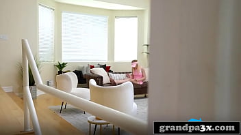 She rode grandpa's dick like a pro after humping pillows