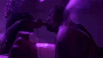 Girl on girl in pool hall