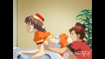 Jefe juega con su tímida empleada mientras ayuda a un cliente hentai sin censura subtítulos