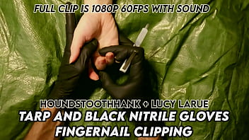 Tarp And Black Nitrile Gloves Fingernail Clipping thumbnail