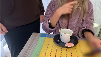 Milf loves fresh warm cream from stepson's balls