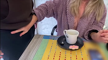 Milf loves fresh warm cream from stepson's balls