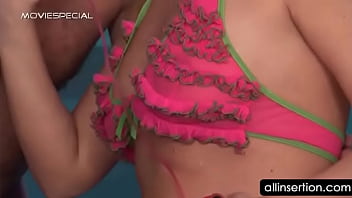 Hottie gets wet twat fingered and licked at the pool