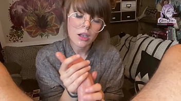 Cute nerdy girl shows her deepthroat skills on big dick