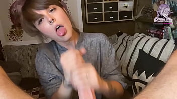 Cute nerdy girl shows her deepthroat skills on big dick