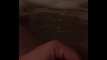 Straight fatty stroking in bubble bath