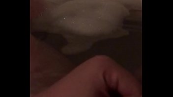Straight fatty stroking in bubble bath