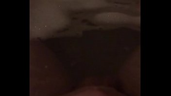Straight fatty stroking in bubble bath