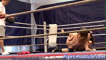 Kinky lesbian babes wrestling on the floor