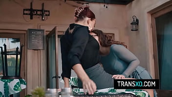 Hot shemale waitress fucks her old bestie during after hour