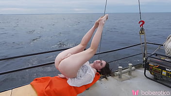 Solo brunette darcy dark masturbate on the boat in 4k