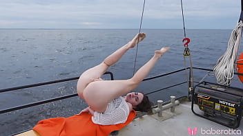 Solo brunette darcy dark masturbate on the boat in 4k