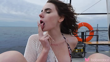 Solo brunette darcy dark masturbate on the boat in 4k
