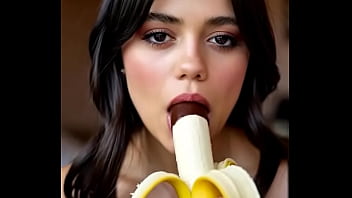 Wednesday addams playing with the banana