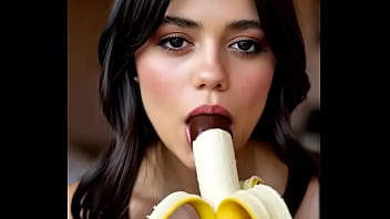 Wednesday addams playing with the banana