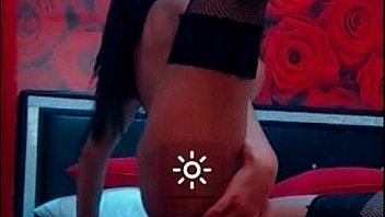 Skinny teen brunette rubs clit on webcam