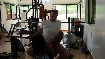 Flower gets fucked in gym and eats cum from lou before the swop a cum kiss