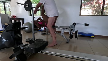 Flower gets fucked in gym and eats cum from lou before the swop a cum kiss