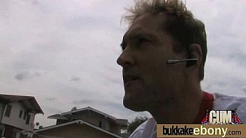 Hot ebony chick in interracial gangbang 3