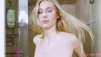 Girl next door blonde enjoys a sensual bath