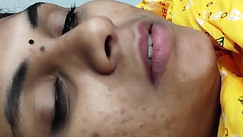 I press boobs of my lovely wife and kiss her pussy