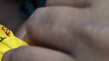 I press boobs of my lovely wife and kiss her pussy