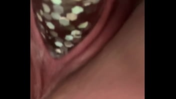 Slut rubs juicy clit down