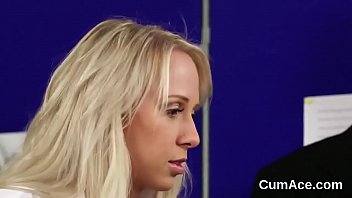 Peculiar doll gets cum load on her face swallowing all the spunk