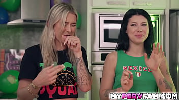 Raven lane and thea summers having a threesome with their stepbrother