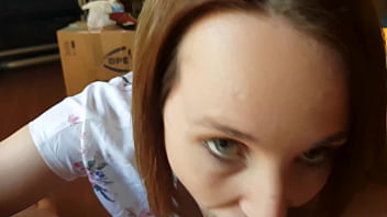 Amateur brunette sucks big dick twice & cum in mouth