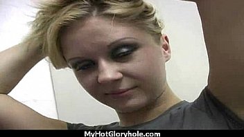 Babe sucks and fucks black cock at gloryhole 6