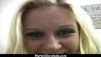 Babe sucks and fucks black cock at gloryhole 6