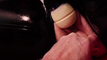 Hot latex milf arya grander begging for fucking her juicy wet pussy rubber curvy girl with big dildo and wand clit and pussy play