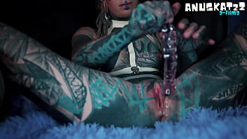 Skinny inked teen masturbation squirts gaping and prolapse solo play