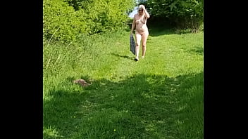 Naked and wanking in the woods