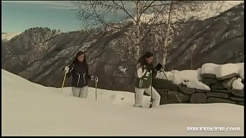 Gilda roberts and zafira screw one another in the snow