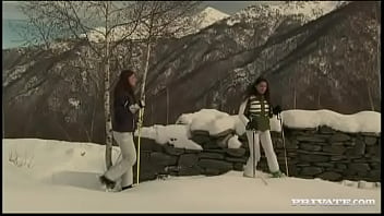 Gilda roberts and zafira screw one another in the snow